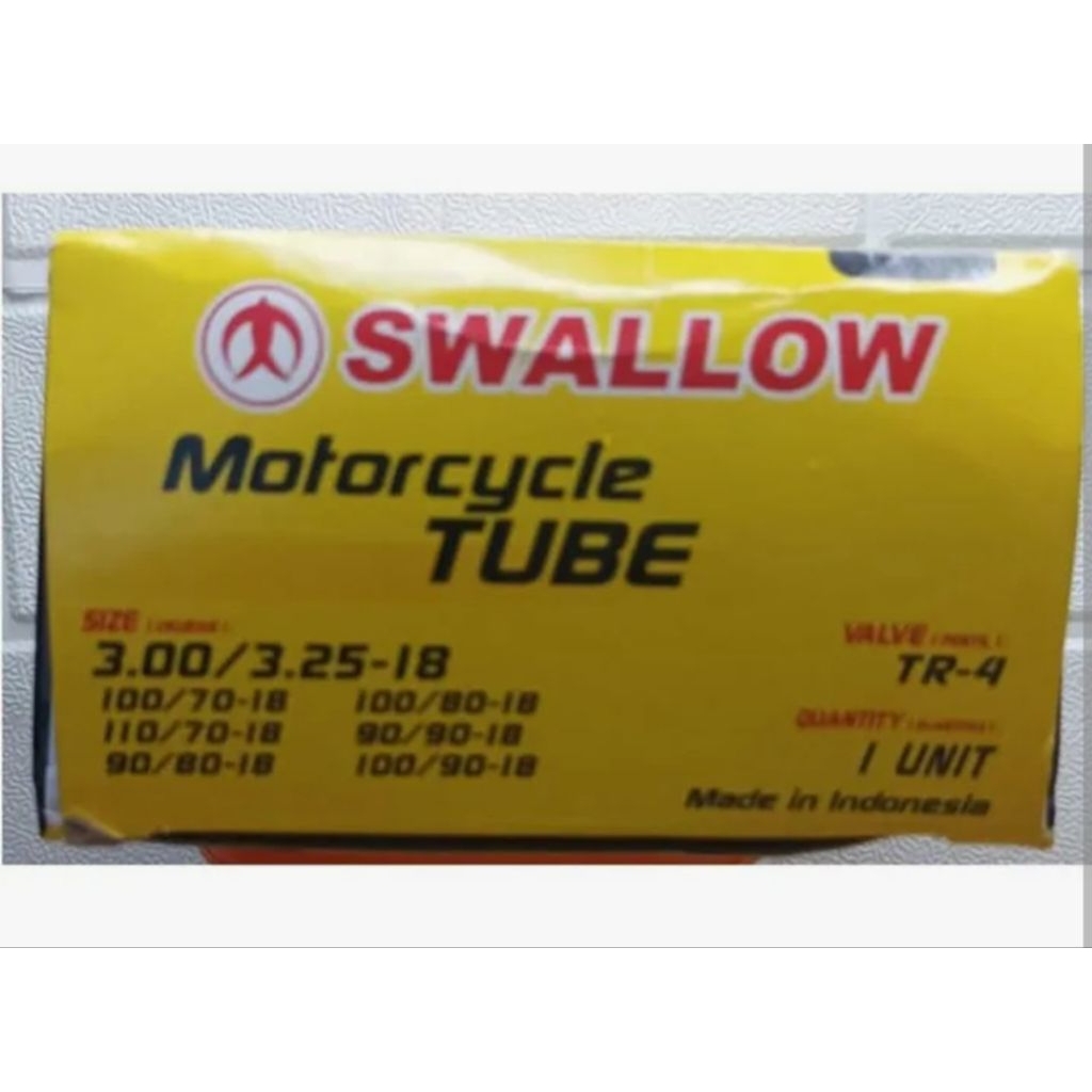 BAN DALAM SWALLOW 300/325-18
Ban Dalam Swallow 300/325-18 untuk ban luar dengan ukuran : 100/70-18, 