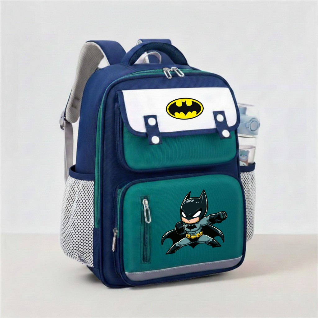 Catenzo  - CUT 034 Tas Ransel Anak Motif The Batman | Ringan & Kuat untuk Anak SD, Banyak Kantong, N