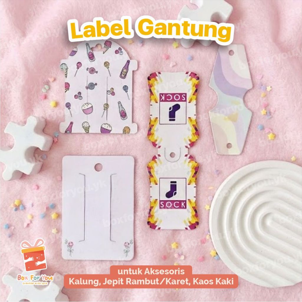 Label Gantung untuk Aksesoris Kalung, Jepit Rambut/Karet, Kaos Kaki