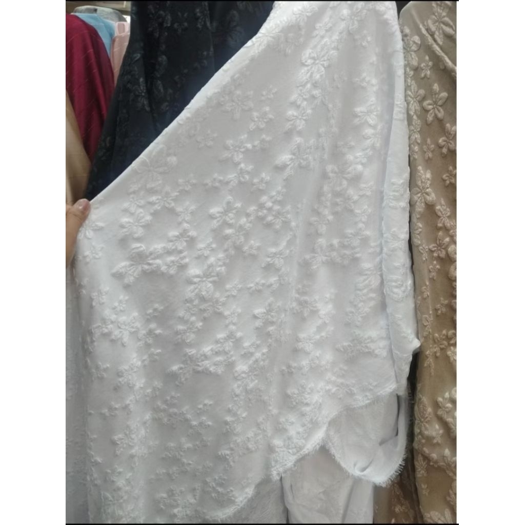BAHAN/KAIN JAGUARD EMBORS MOTIF BUNGA TIMBUL