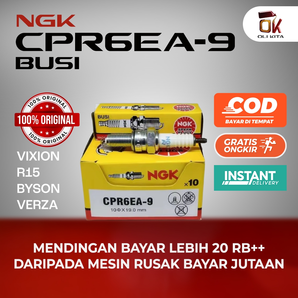 Busi CPR6EA-9 Original NGK – Vixion R15 Byson Verza MegaPro Tiger Motor Sport 150cc