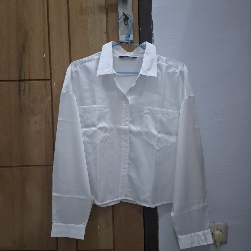 satin crop shirt from executive