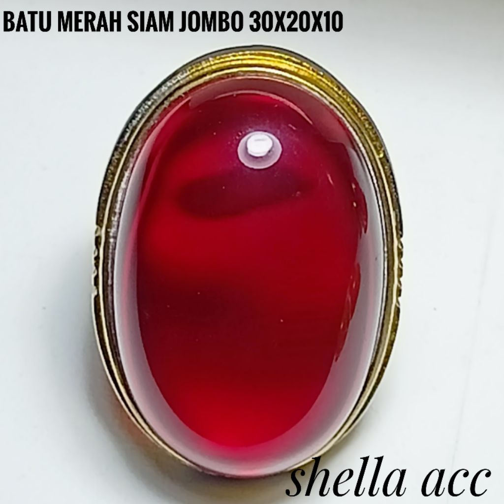 CINCIN PRIA BATU MERAH SIAM JUMBO 30x20 RING TITANIUM