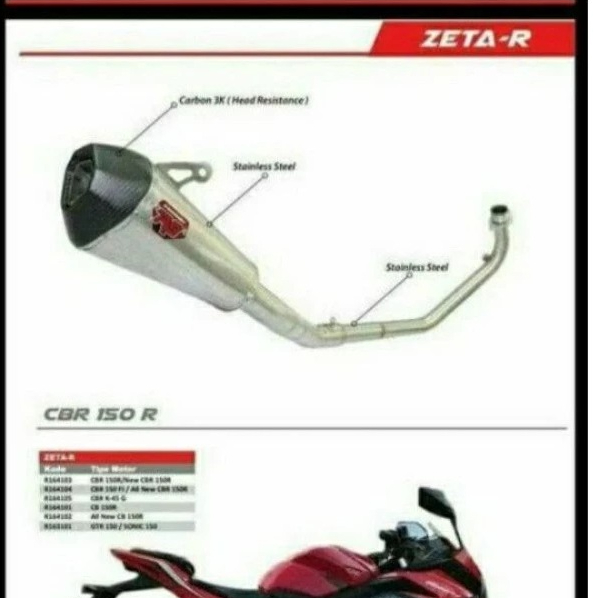 KNALPOT R9 ZETA CBR 150R K45G K45R K45N K46 dan NEW CB 150R ORIGINAL