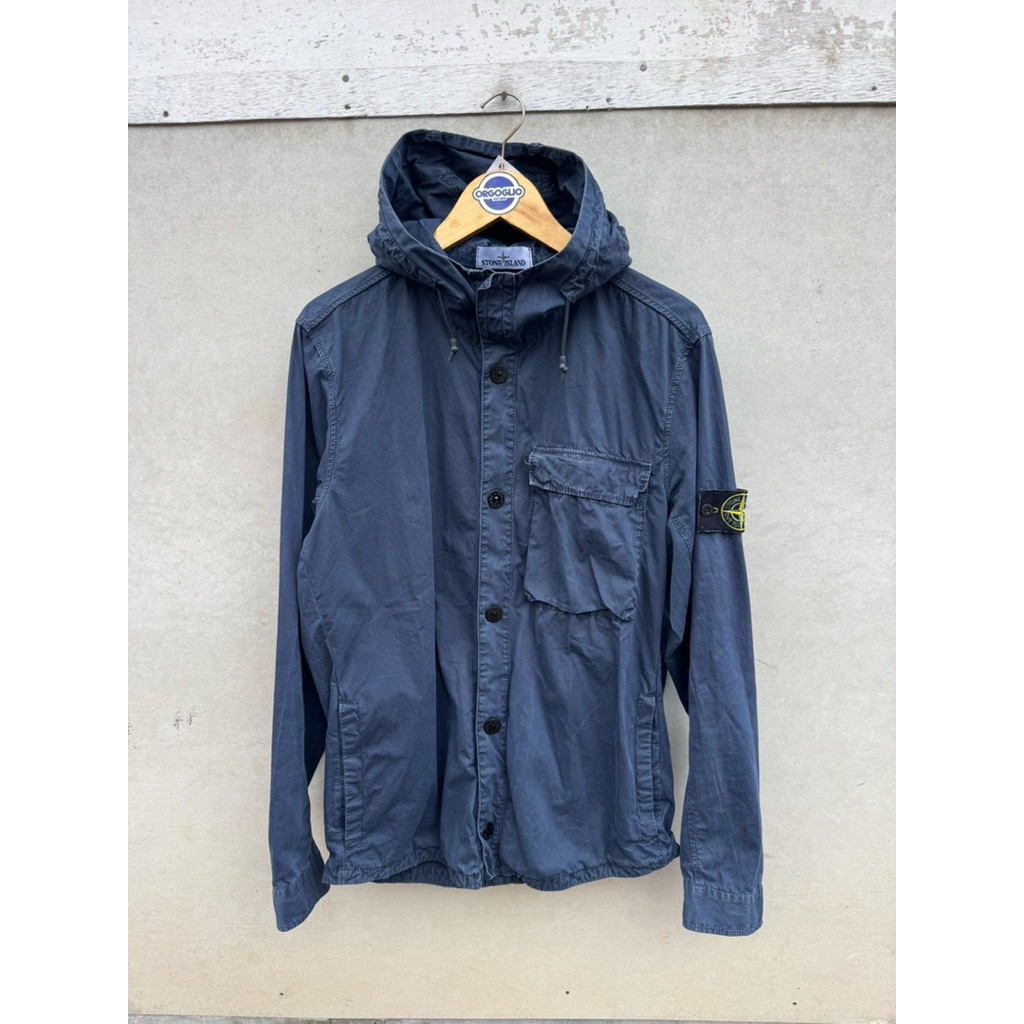 stone island overshirt hoodie navy (size L) used / bekas Originals Certilogo