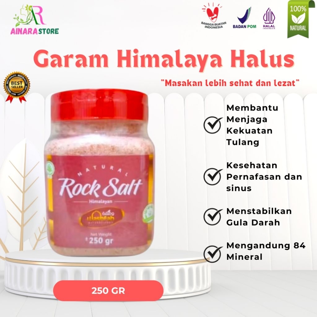 Washfah Rock Salt Himalayan 250gr | Garam Himalaya Asli Pink Salt Original Premium | Natural Tanpa A