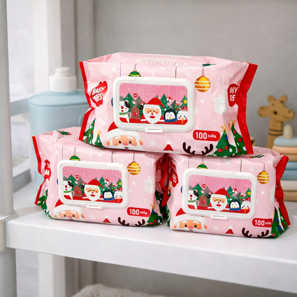 TISU QUEEN 3PCS Tissue Basah Jumbo Isi 100Sheet Dengan Penutup Flip Top Bahan Lembut & Aman untuk Ku