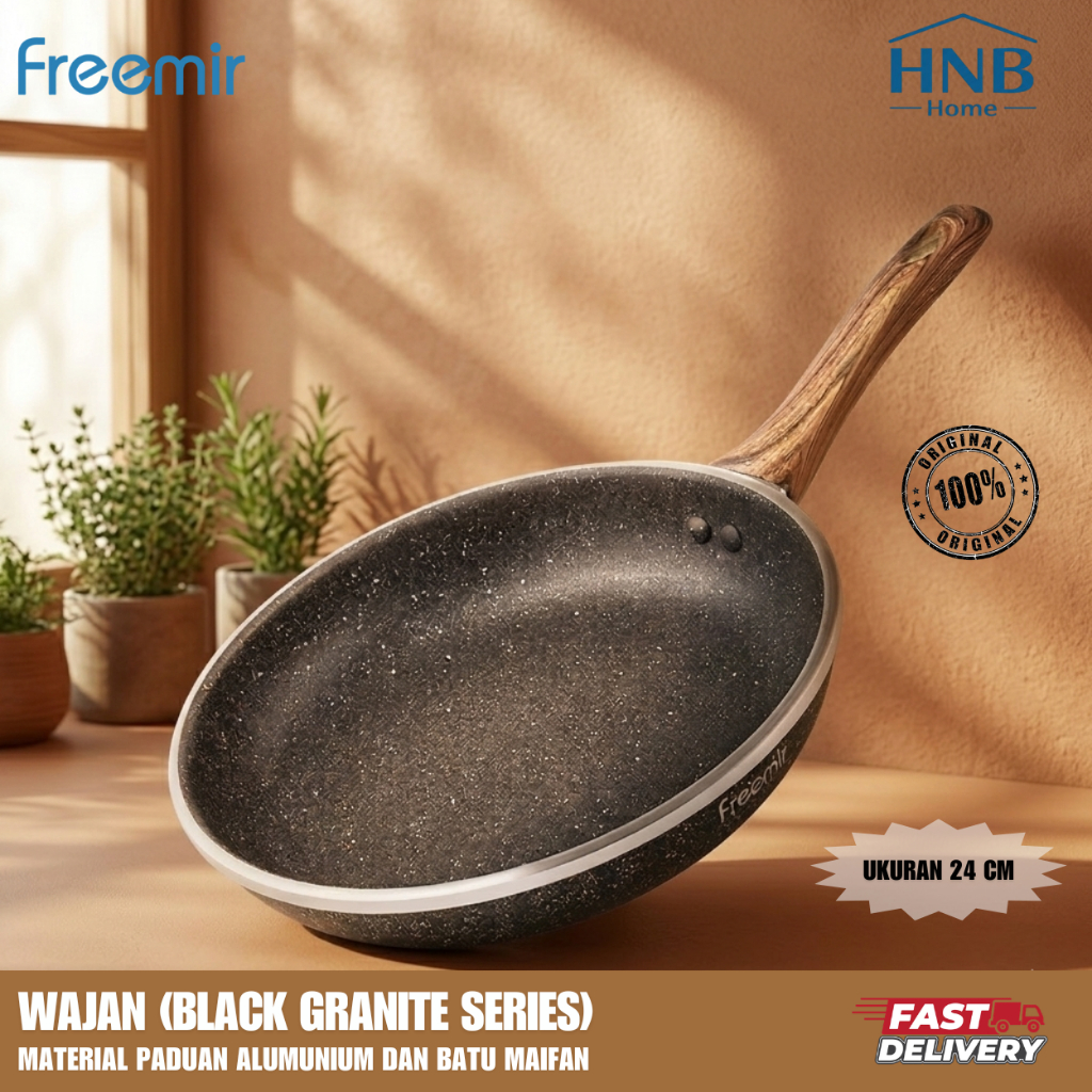 freemir Frypan Granite Black Series wajan penggorengan anti lengket 24cm wajan anti lengket