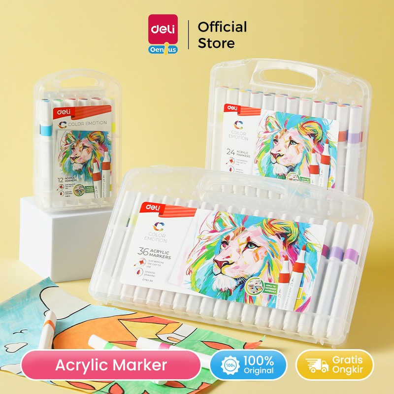 Deli Spidol Akrilik / Acrylic Marker Spidol Warna Serbaguna Warna Cerah EC193