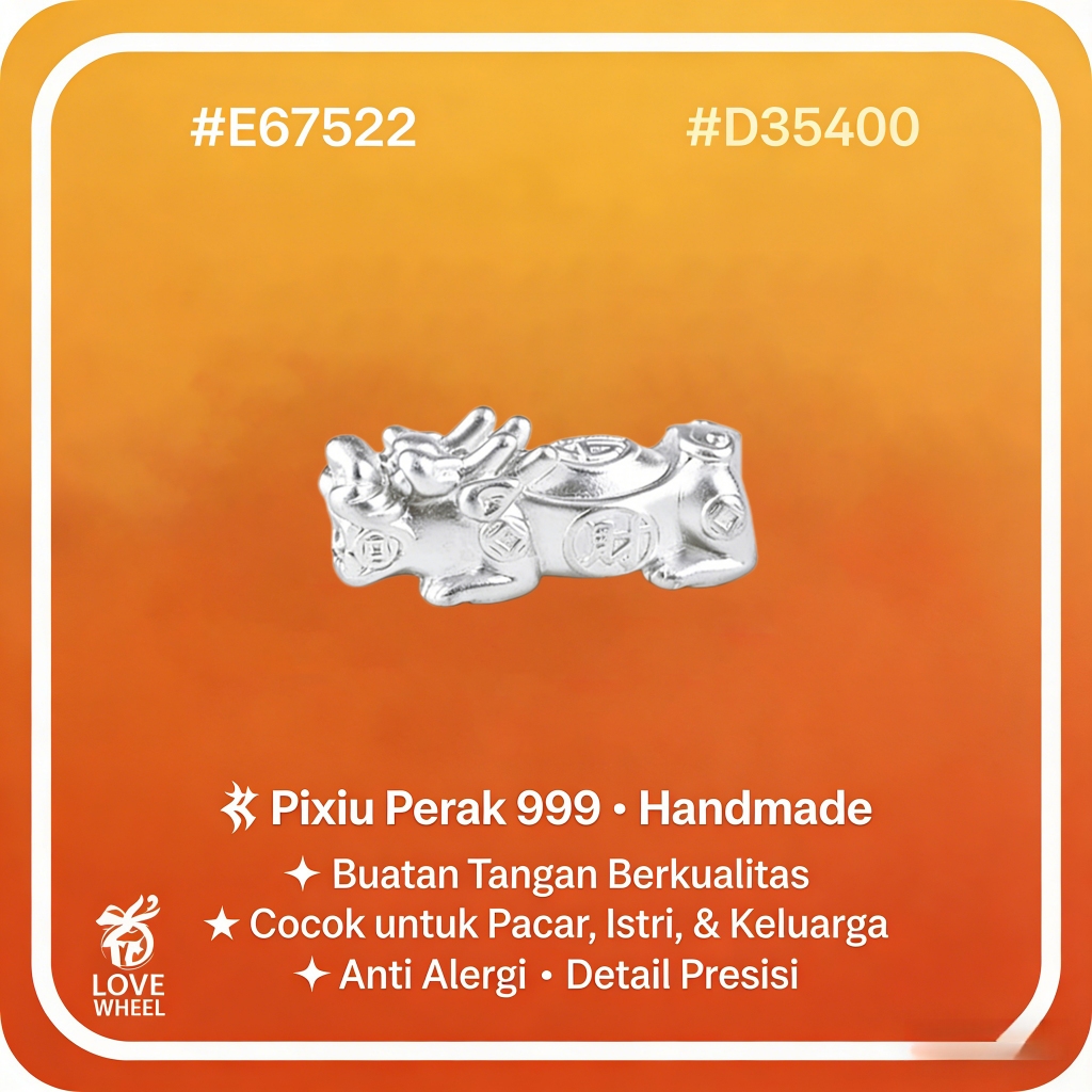 Manik Pixiu Perak 925 / Motif Koin & Karakter Kekayaan / Aksesori DIY Gelang