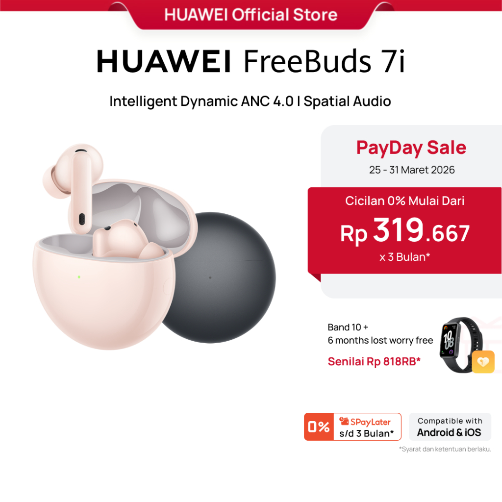 [PayDay Voucher s/d 15%] HUAWEI FreeBuds 7i TWS | Intelligent Dynamic ANC 4.0 | Spatial Audio l Clea