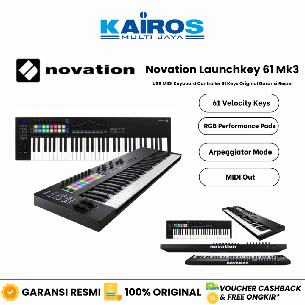 Novation Launchkey 61 Mk3 USB MIDI Keyboard Controller 61 Keys Original Garansi Resmi