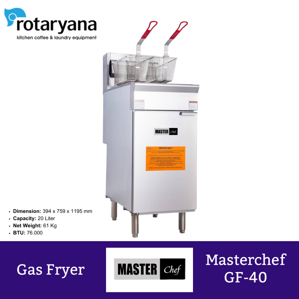 Standing Gas Deep Fryer Masterchef GF-40 Gas Fryer 40 lbs Deep Fryer Komersial Garansi Resmi