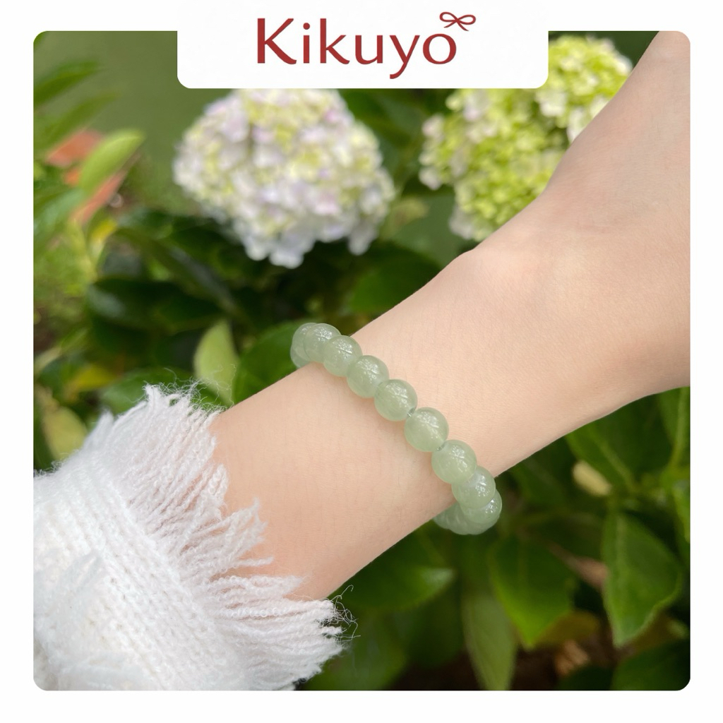 Gelang Giok Korea / Gelang Wanita Aesthetic Warna Hijau Sage Transparan / Jade Stone Bracelet Elegan