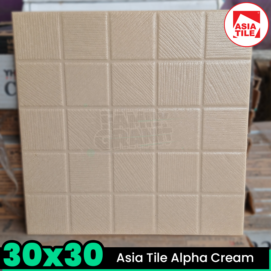 Keramik Kamar Mandi 30x30 Asia Tile Alpha Cream Lantai Kasar Tekstur Matte