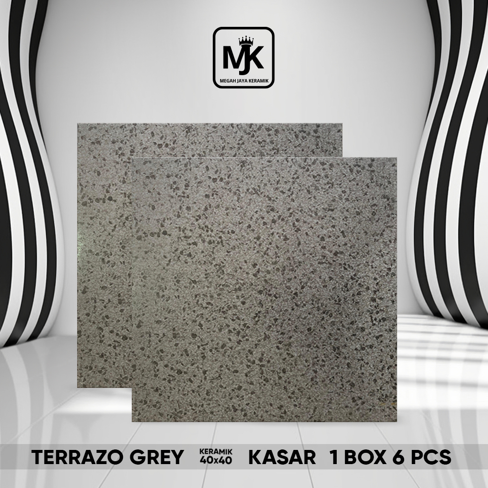 Keramik Kasar Terrazo Grey 40 x 40