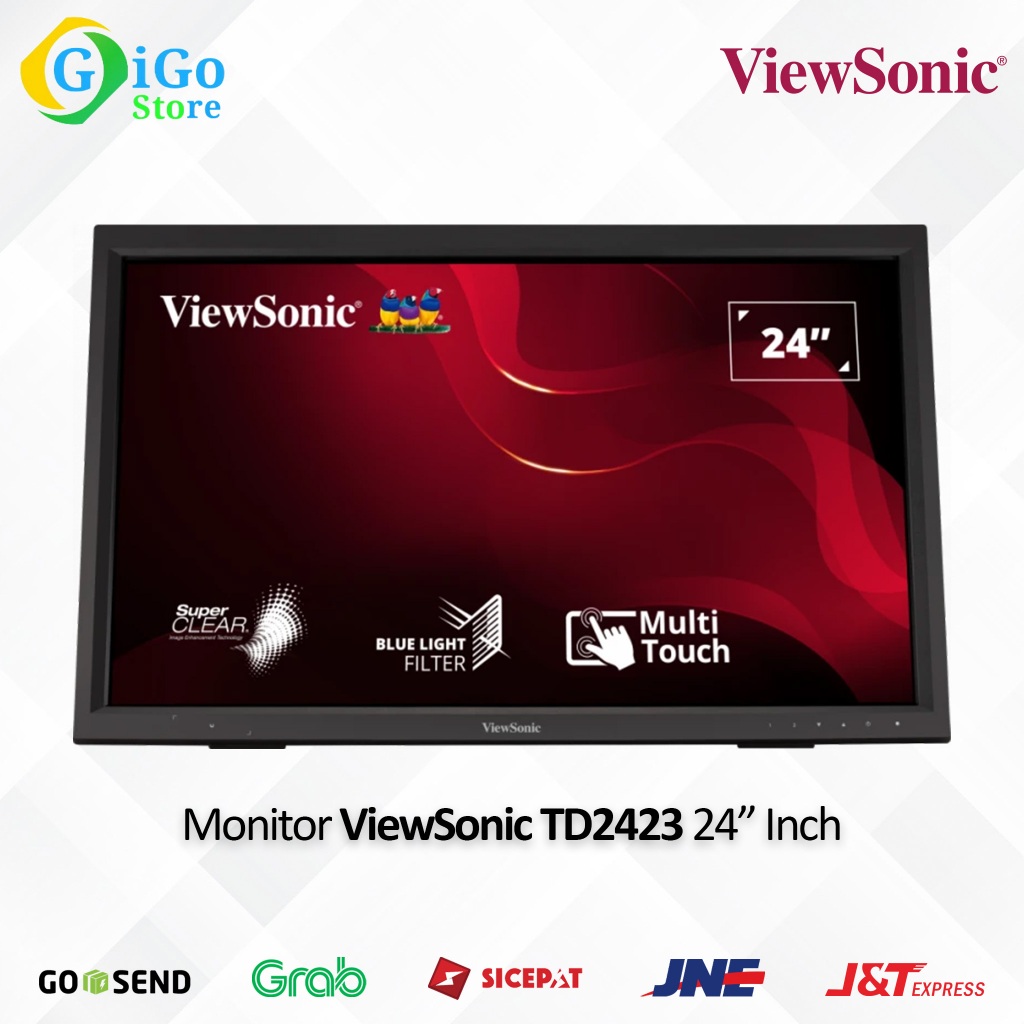 Touch Screen Monitor LED Viewsonic TD2423 Full HD 24 Inch VA HDMI VGA 75Hz  For PC Komputer Laptop