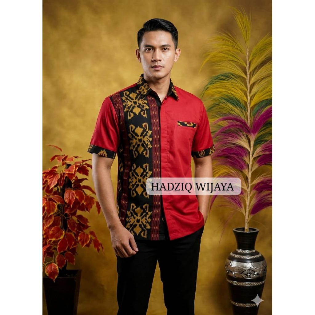 KEMEJA TENUN PRIA KOMBINASI