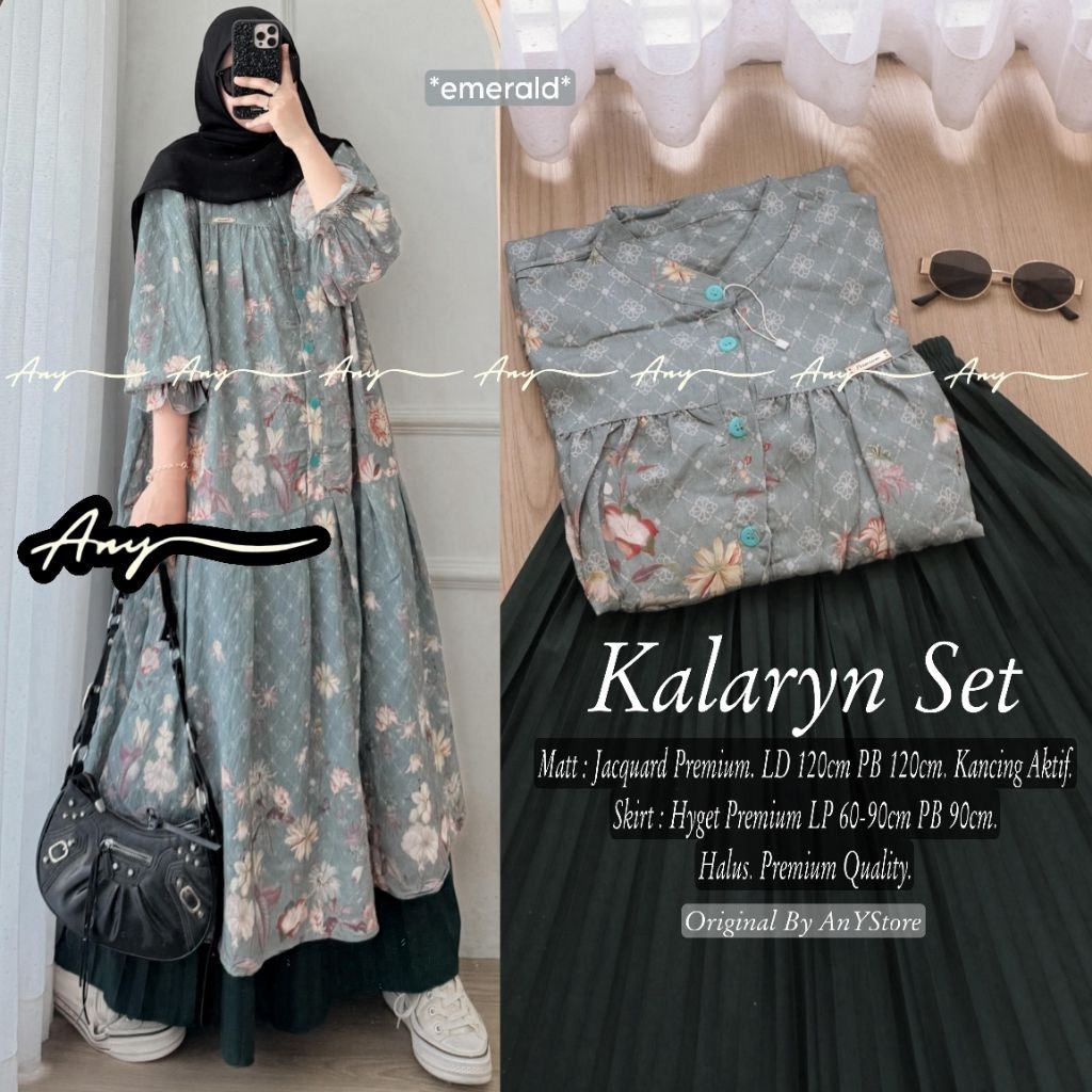 ASHARA // KALARYN SET // SETELAN TUNIK ROK PLISKET PREMIUM // BY ANY