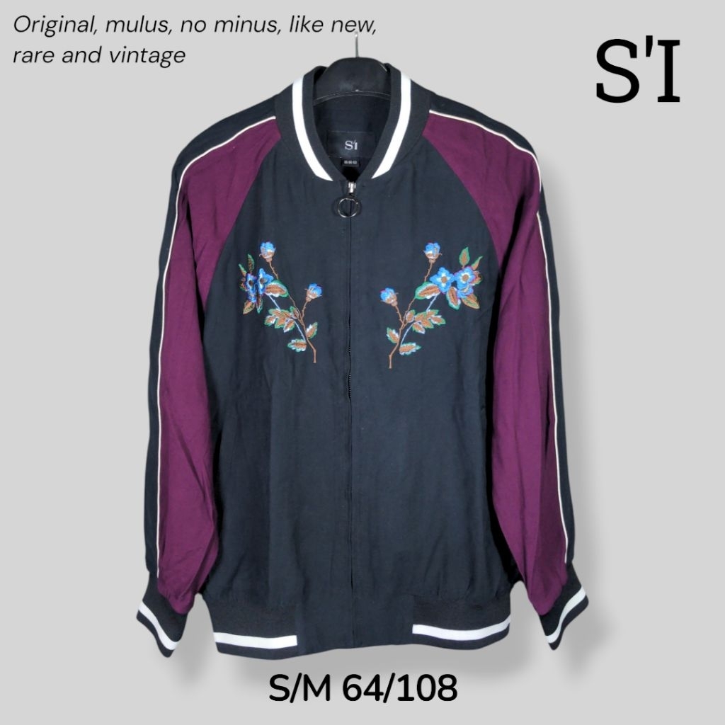 S'I Jaket Bomber Wanita Motif Bunga SI size M S