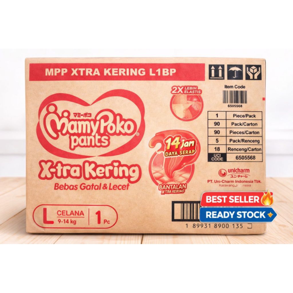Pampers Mamypoko Kemasan Baru (1 Dus = 18 Renceng = 90 PCS)