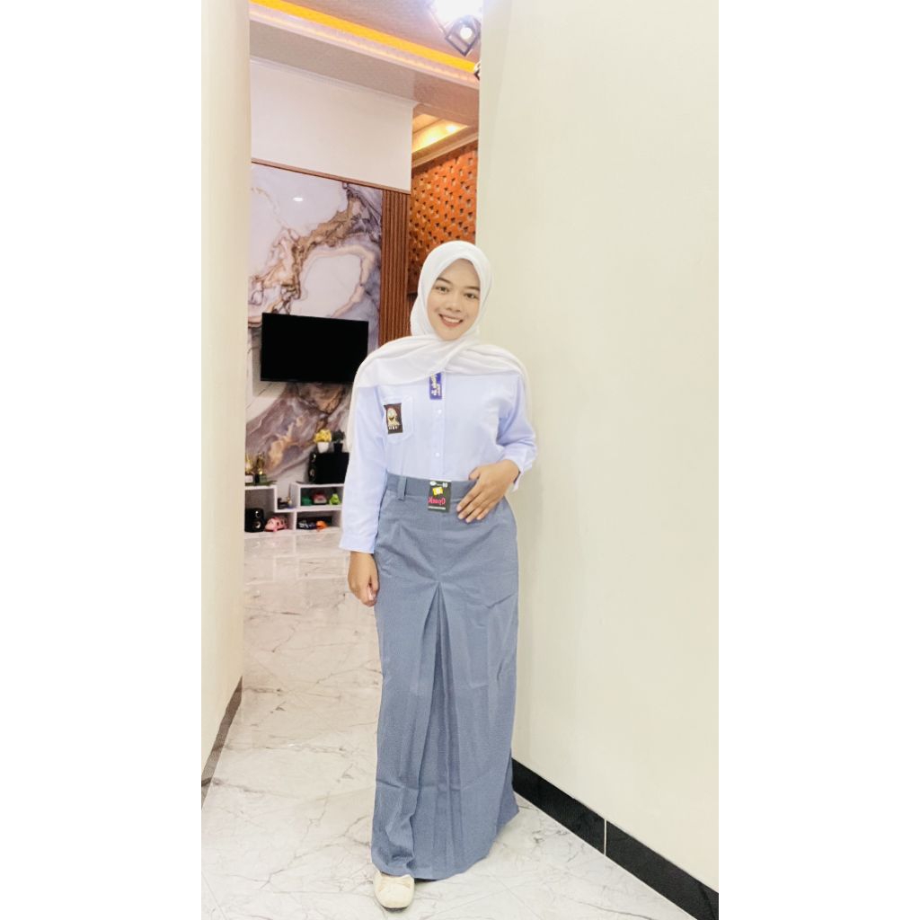 Rok Seragam SMA Panjang Belah Satu R1 Bahan Twist Licin | Rok Sekolah Panjang SMA SMK | Konveksi Tan