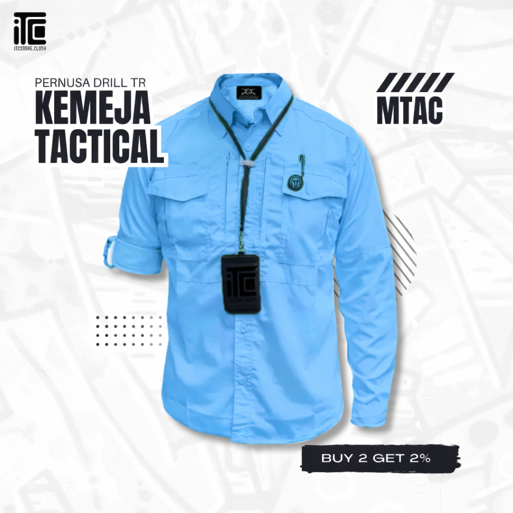 Kemeja Kerja Lengan Panjang Tactical Slimfit Bahan Premium Pernusa Drill