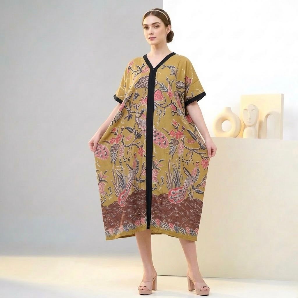 Daster Kaftan Lowo Jumbo Rayon Dingin – Baju Tidur Busui Bumil Premium LD 160 CM