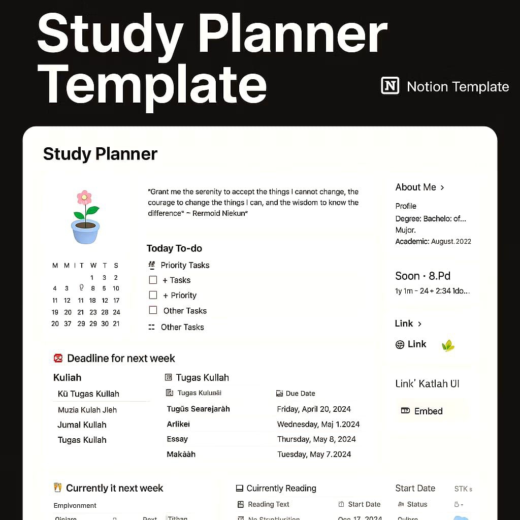 Study Planner Notion Template Premium