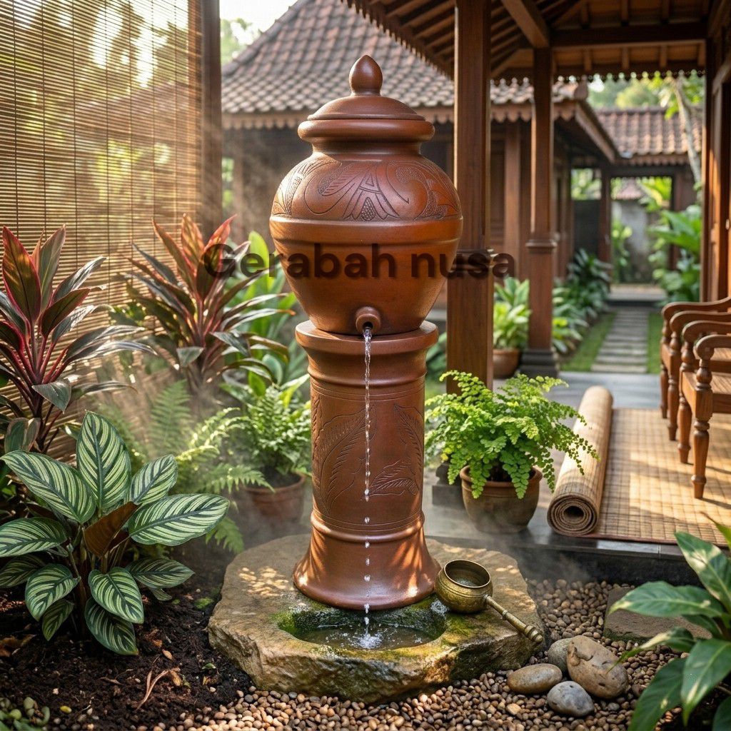 Padasan Gentong Wudhu Gerabah Free Packing Kayu