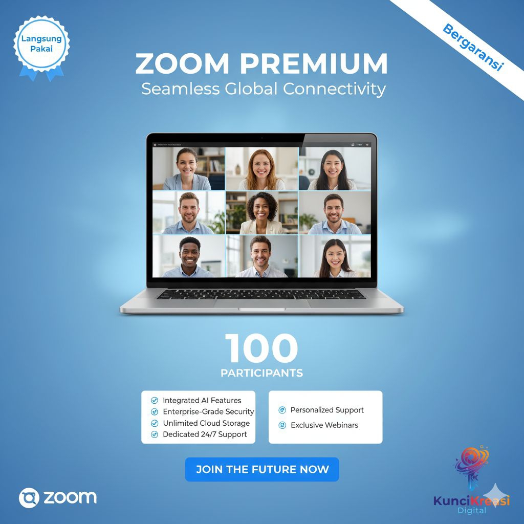Zoom Premium Pro 1 Bulan 100 Peserta Garansi Full Resmi No Limit