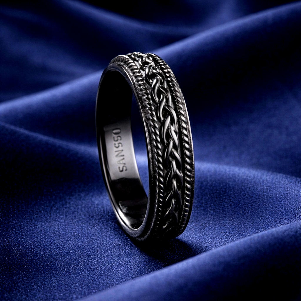 SAN950 Cincin Pria Perak Black Series H07 - Ring Custom Handmade AllSize | Rustic Ukiran Etnik