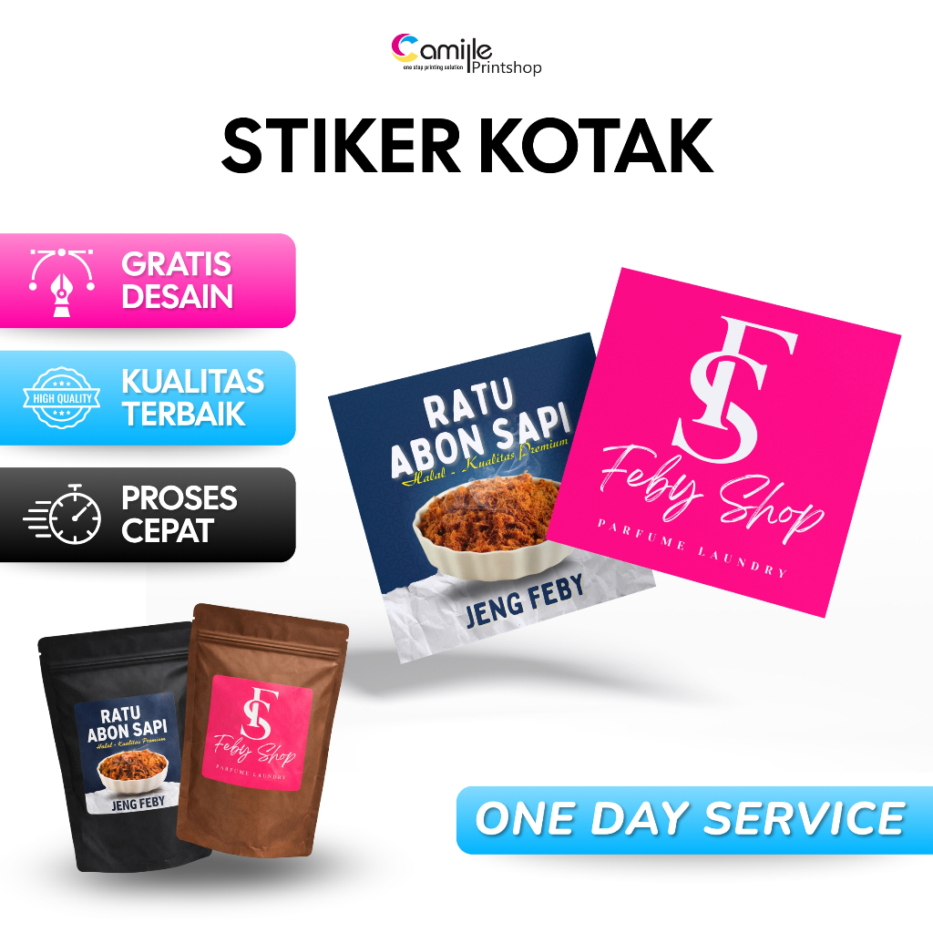 Cetak Stiker Label Kotak Custom Kemasan Toples Makanan Minuman Free Desain