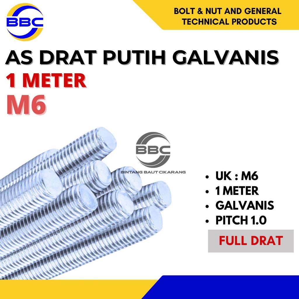As Drat Galvanis M6 Pitch 1.0 Stud Bolts Long Drat Galvanized 1 Meter As Drat M6 As Drat Putih M6