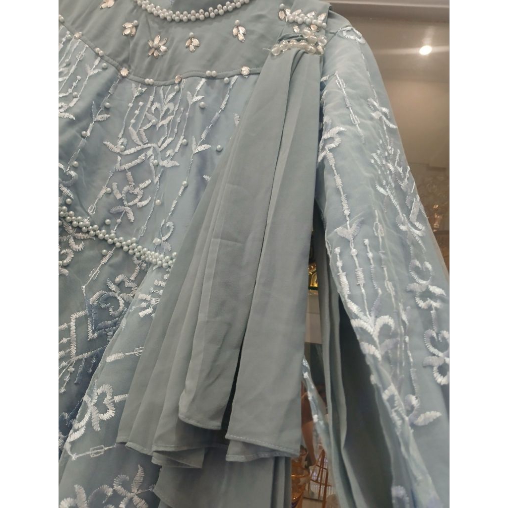 Kebaya Selendang Biru Muda