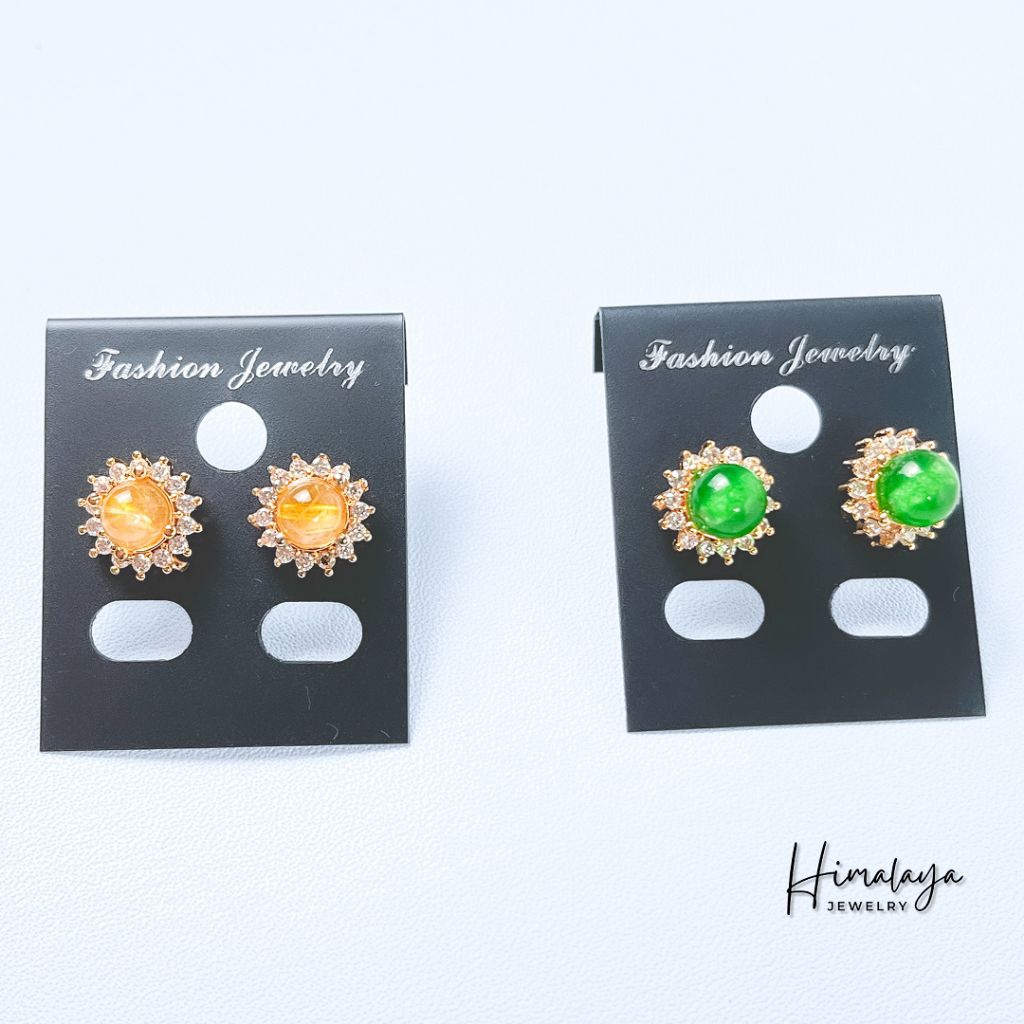 Anting Stud Tusuk Sumpel Motif Batu Permata Giok Hongkong Dan Batu Permata Rambut Sedana Bahan﻿ Temb