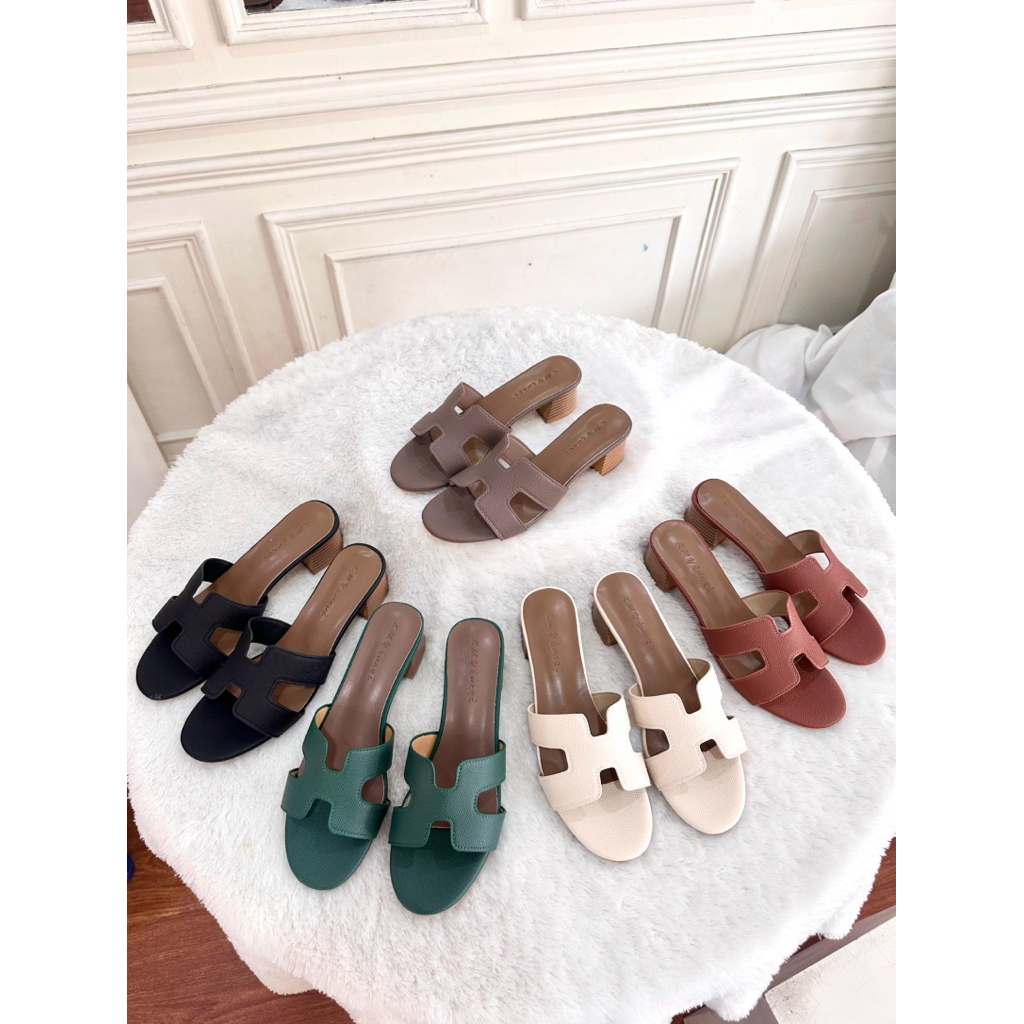 sendal wanita Heels 5 cm bahan taiga 996 import premium