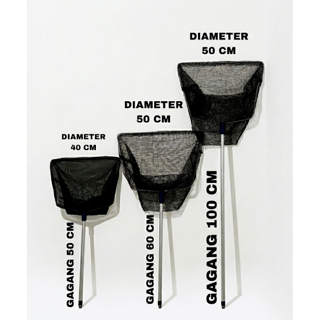 Serokan ikan besar seser saringan jaring lamit ukuran 40x50 cm, 50x60 cm, 50x100 cm untuk aquarium &