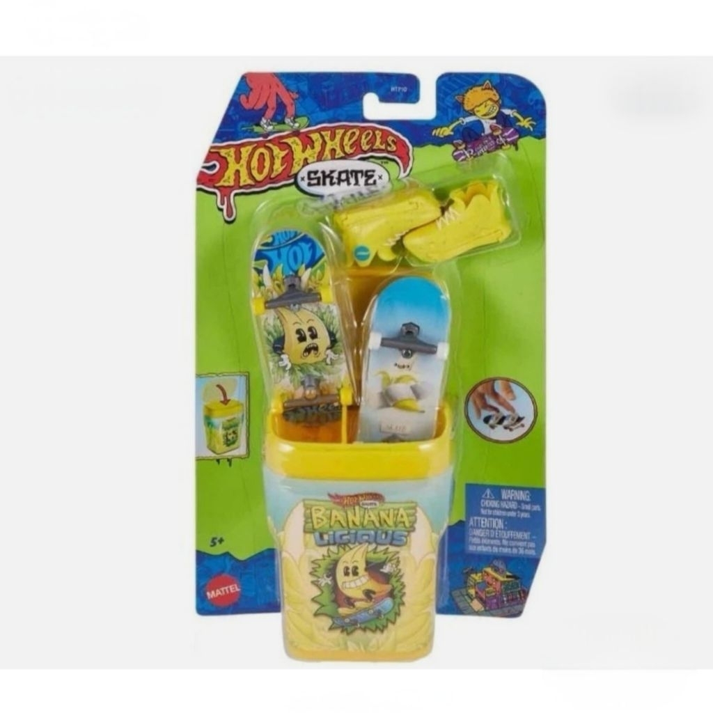 HOTWHEELS SKATE BANANA LICIOUS 2 COMPLETE DECKS FINGERSBOARDS AND SHOES PLAYSET MAINAN ANAK ORIGINAL