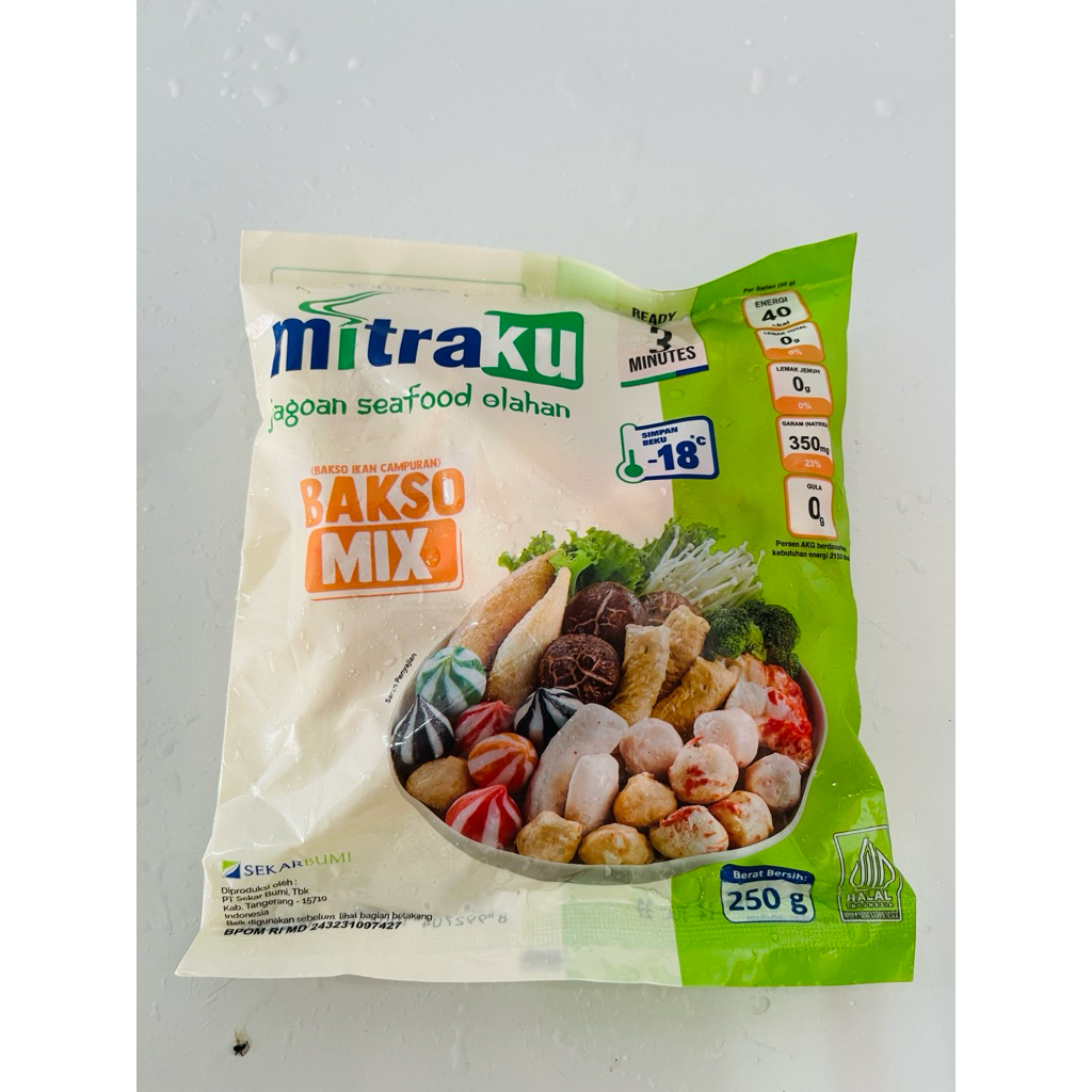 Mitraku Bakso Ikan Campuran Mix 250gr - Rasa Seafood, Instan, Higienis