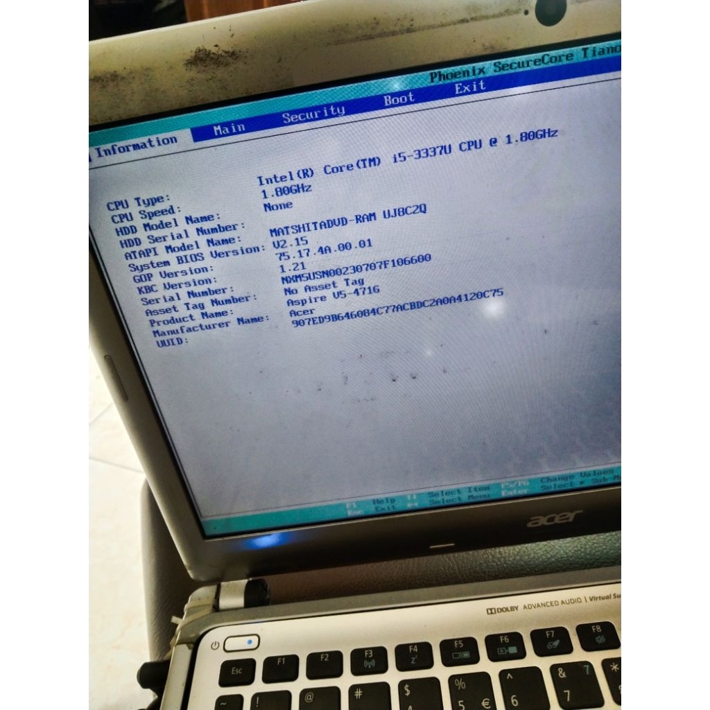 mobo acer v5 471  core i5 gen 3