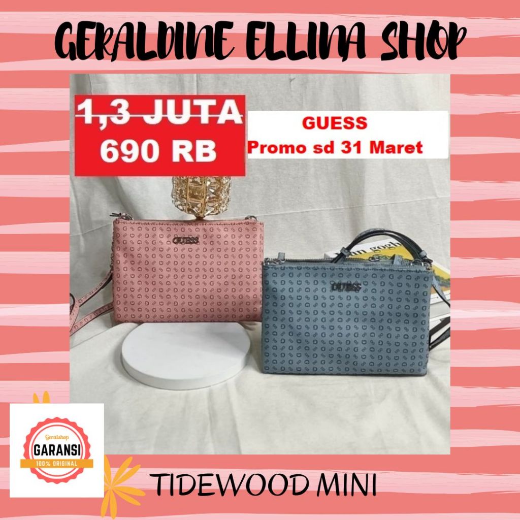 Tas sling bag wanita Guess original store seri TIDEWOOD MINI DOUBLE ZIP