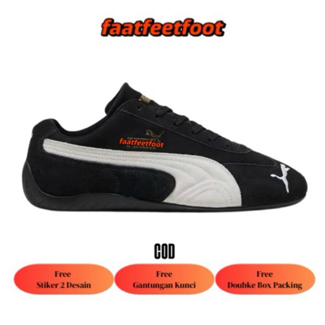 Sepatu Sneakers Puma Speedcat OG Desain Elegan Warna Hitam Putih
