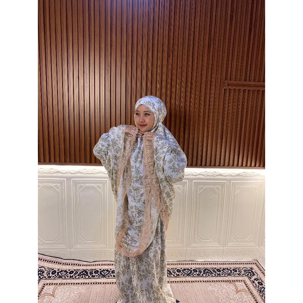 Mukena Foil Premium Dewasa - Mukena Mewah Kilau Elegan Putih & Hitam