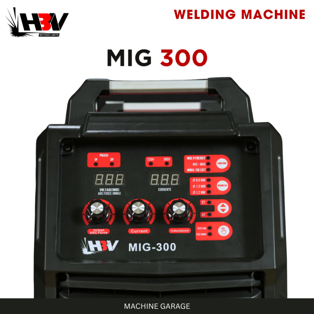 Mesin Las MIG 300 HBV CO2 1 Fasa 220V 3 Fasa 380V Otomatis 2 Fungsi Las MIG MMA Kawat Gulung Bengkel Industri Pabrik