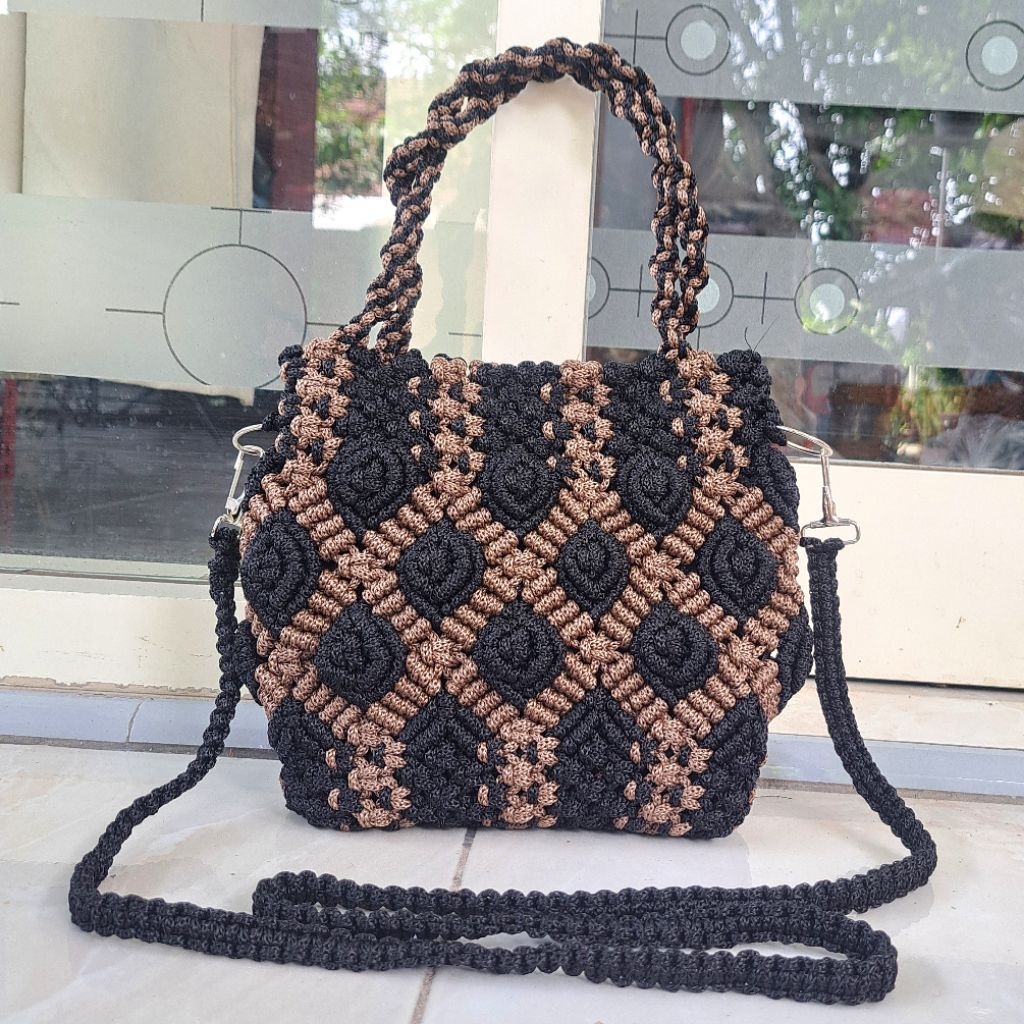 Tas Grosiranku / Tas Slempang TaliKur By Al-Kafa set Dompet Kerang / Tas Tali Kur Selempang Remaja M