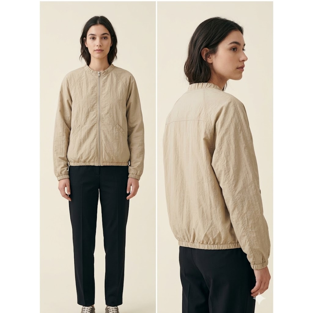 Jaket Bomber Oversize Cream Minimalis