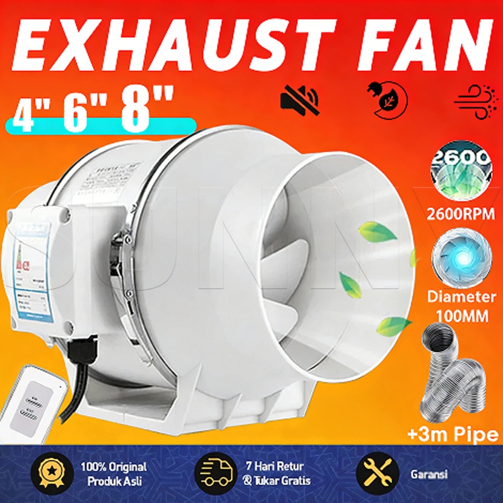 220V Exhaust Fan Dinding Kipas Angin Buang Diam Blower Hisap Blower Exhaust Fan 4"6"8" Kipas Ekstrak