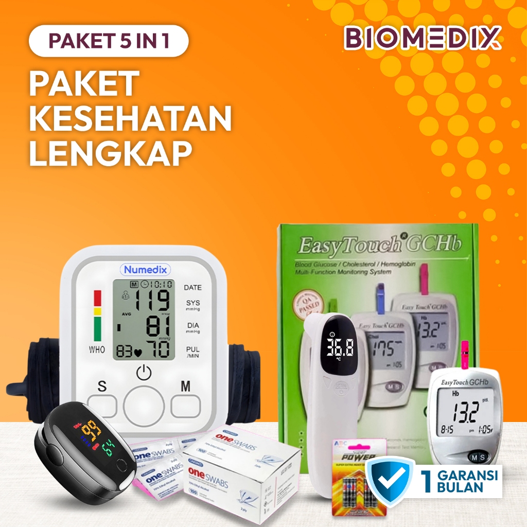Paket Kesehatan Lengkap Alat Kesehatan 5 in 1 / GCHB Easy Touch 3 in 1 / Oxymeter / Termometer / Ala