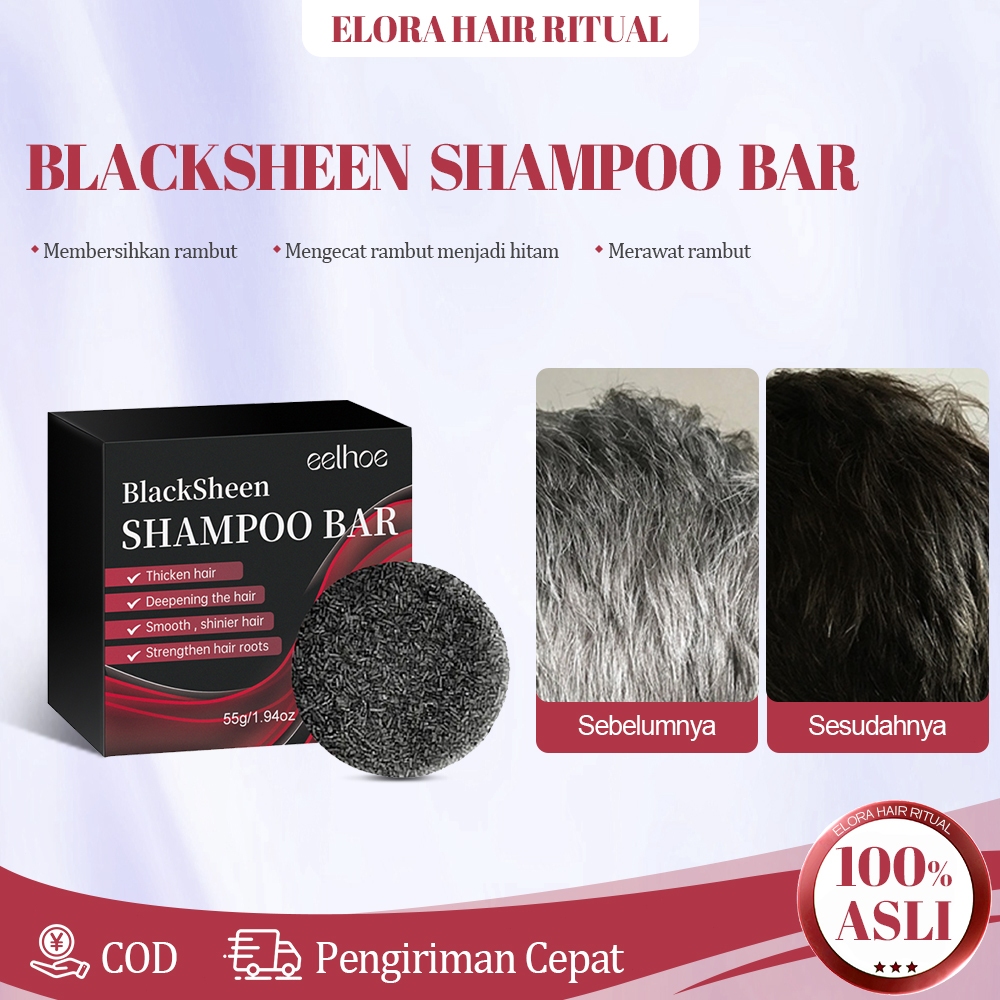 Eelhoe Sabun Sampo 55g Hair Coloring Shampoo Hitam Shampo Penutup Uban Deep Cleansing Penumbuh Rambu